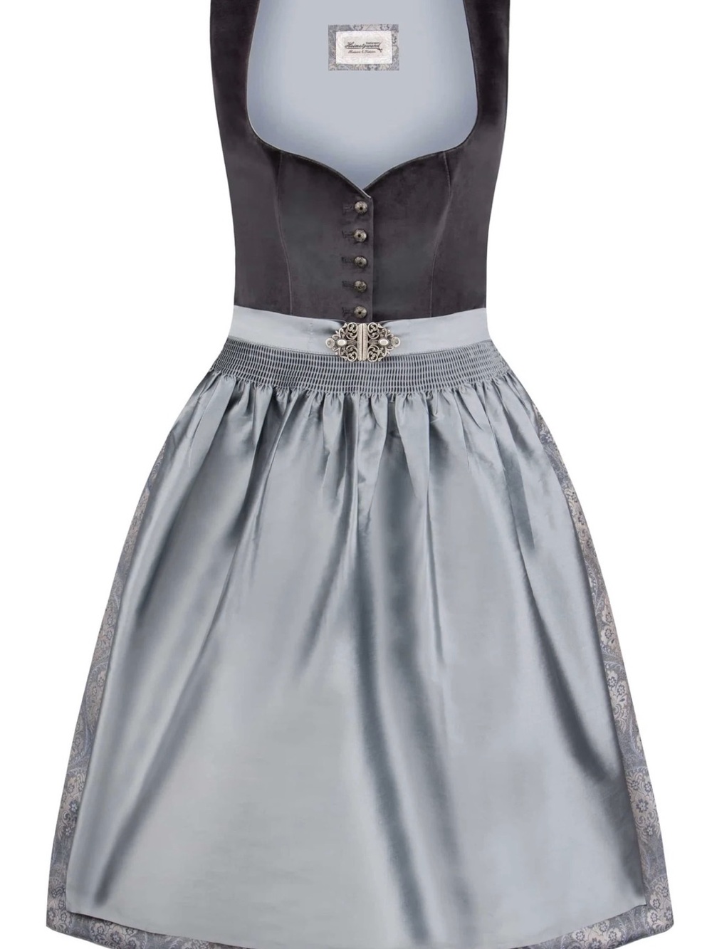 NWT gray velvet midi dirndl.